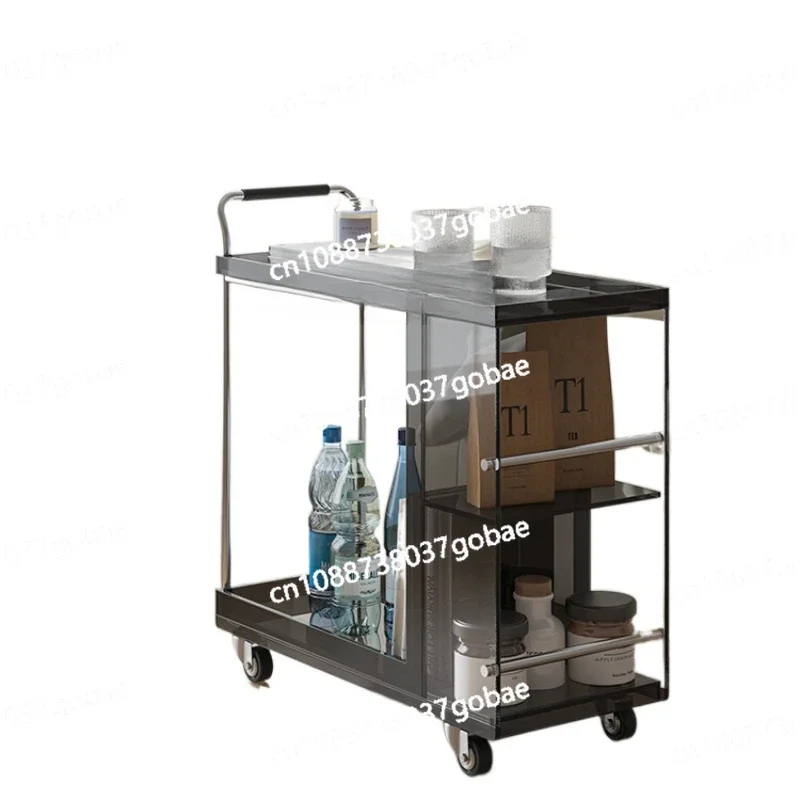 Acrylic living room sofa side few trolley shelves movable dining car side table storage mobile storage