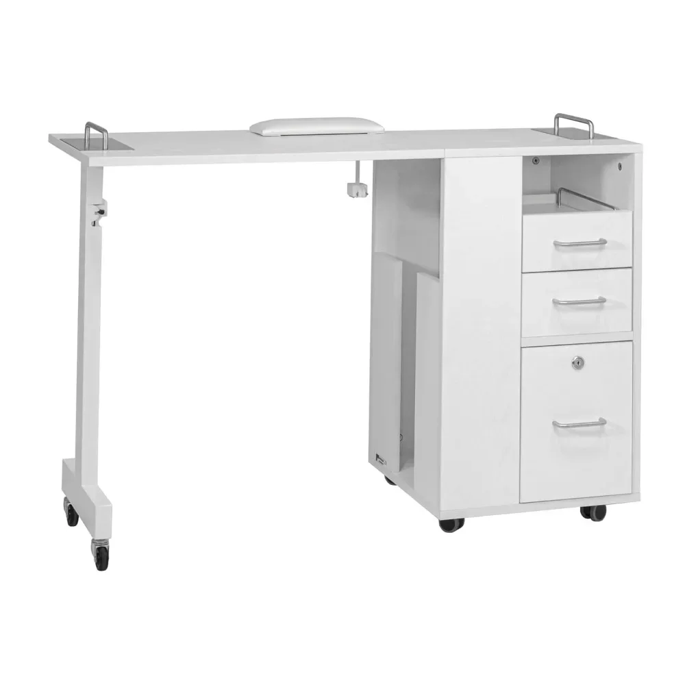 Taylor Manicure Table Nail Desk, Versatile Foldable Station, Adjustable Length with Storage Cabinet for Salon Home Studio