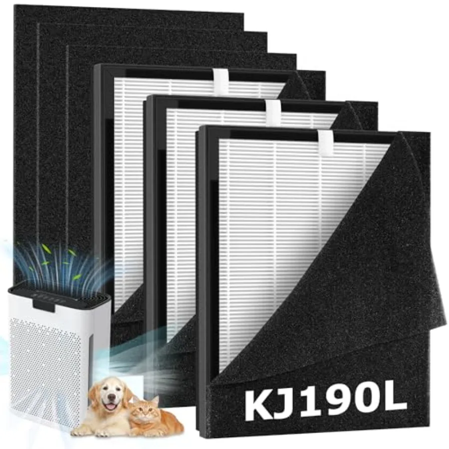 

3 Pack KJ190L Filter Replacement Compatible with MOOKA KJ190L Air Purifier for Large Room 3 Stage Filtration for Pollen Dust 3