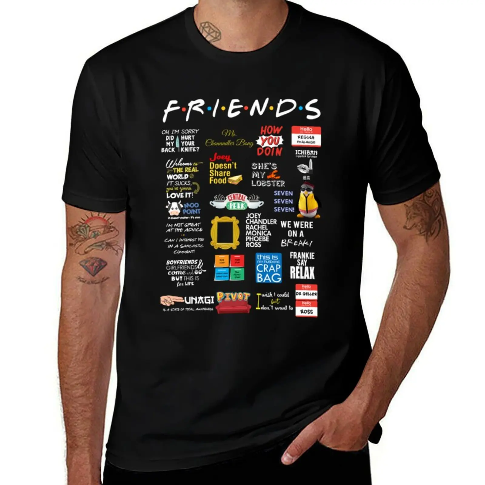 Friends Quotes T-Shirt blacks plus sizes mens t shirts top quality