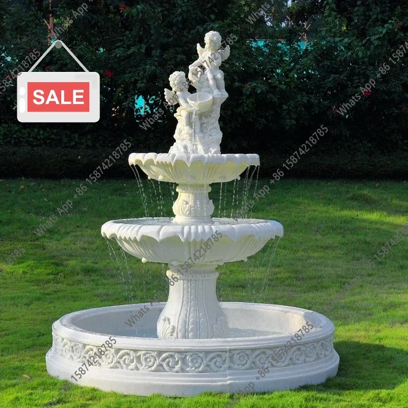 

J Открытый сад, пруд для рыбы, функция воды, украшение от пола до потолка во дворе. Большой струящийся фонтан в европейском стиле,