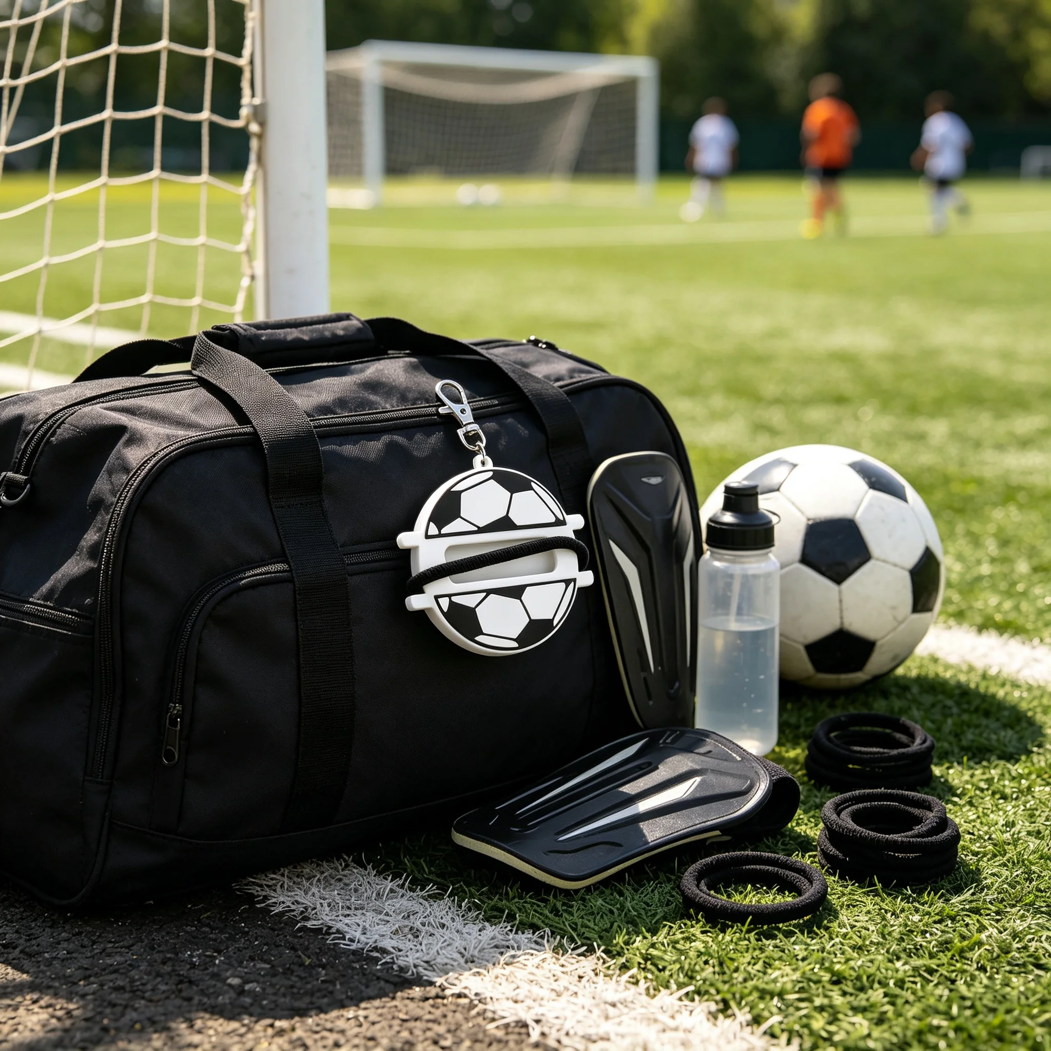 Sports Ball-Themed Hair Tie Holder 8cm Backpack-Compatible Clip Portable Organizer for Basketball Soccer Softball Volleyball Pla