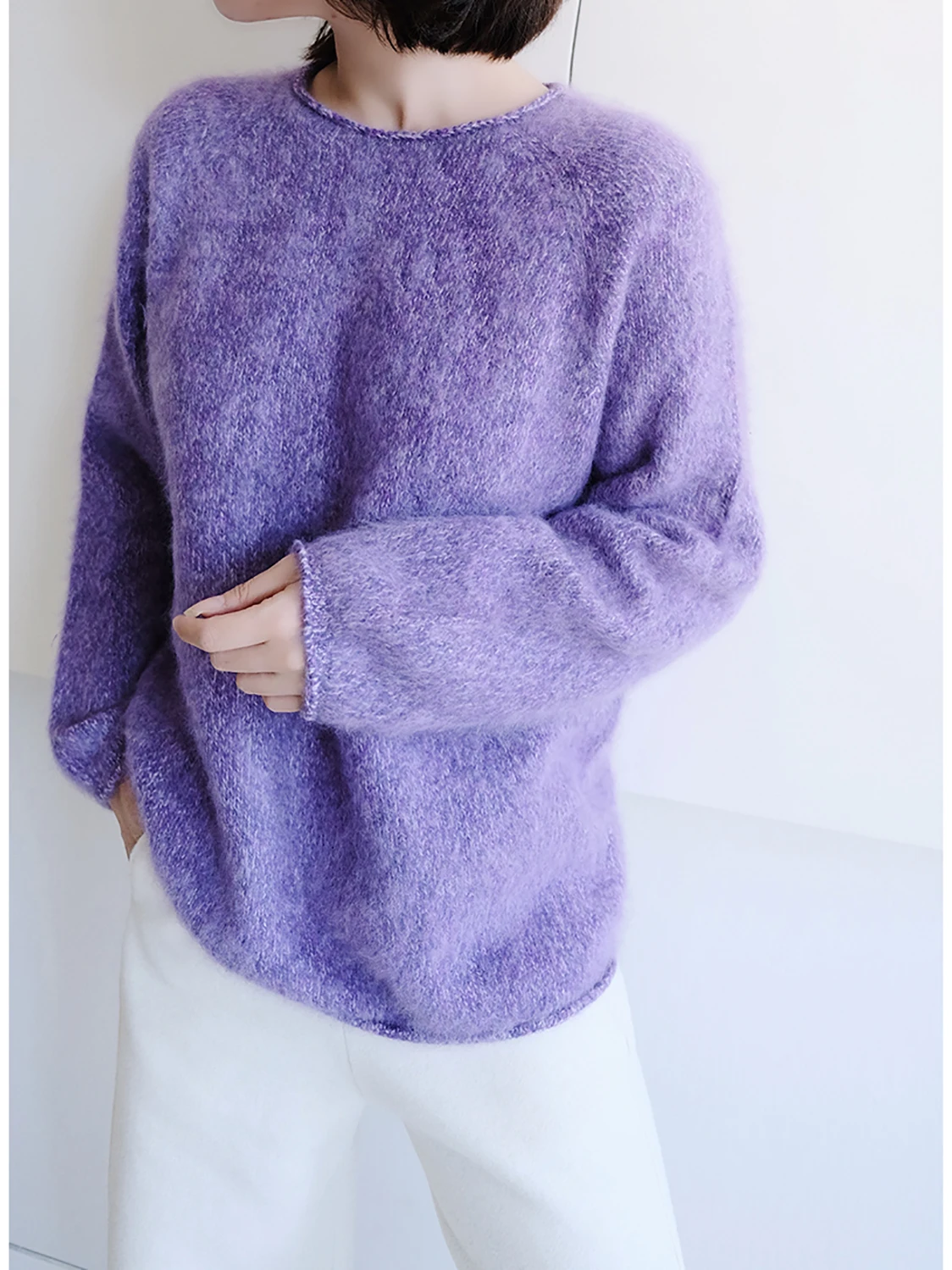 

Handmade Autumn Winter Long Sve Knitted Sweater Women's round Ne Pullover Loose Fce Yarn Slimming New 2025