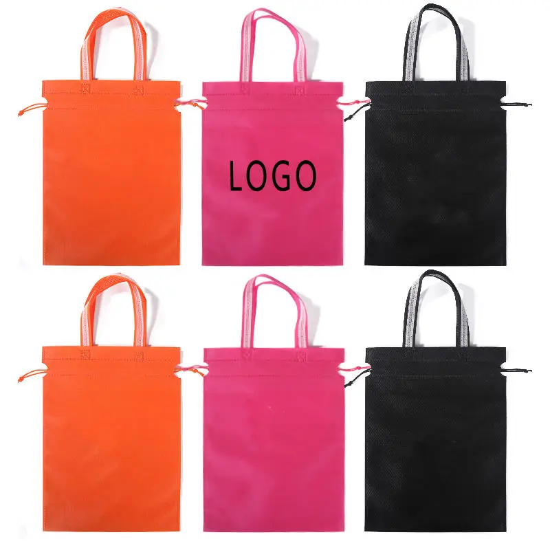 

100PCS Custom Logo Non-Woven Drawstring Bags with Handles | Dustproof Storage for Sports, Gym, Shoes & Clothes