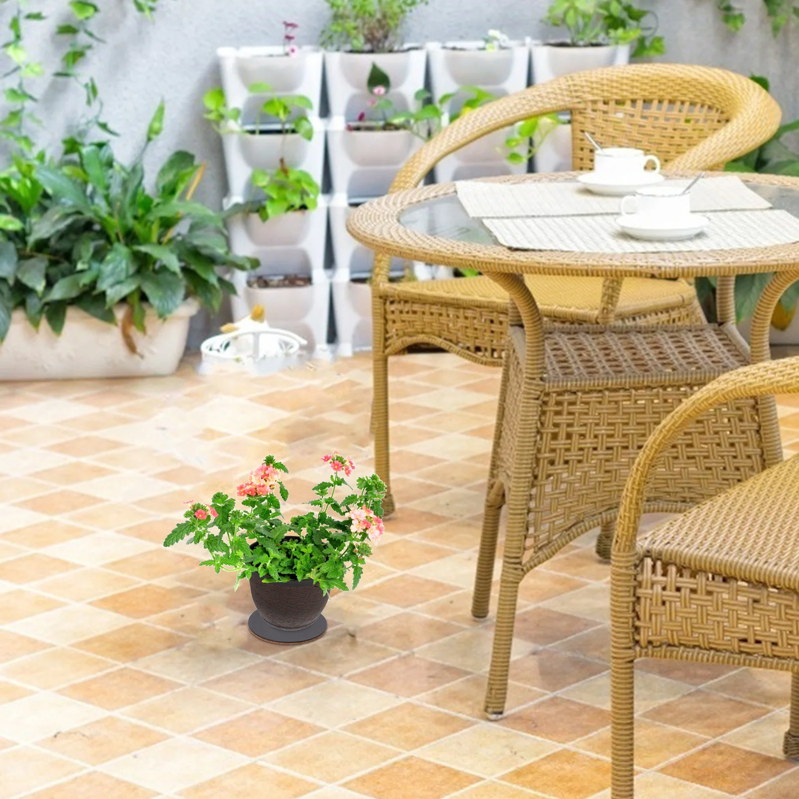 

6pcs Round Plant Coasters 8 Inch Absorbent Cork Mats For Pots Thick Reusable Plant Saucers Non-Slip Flower Pot Mats Double Layer