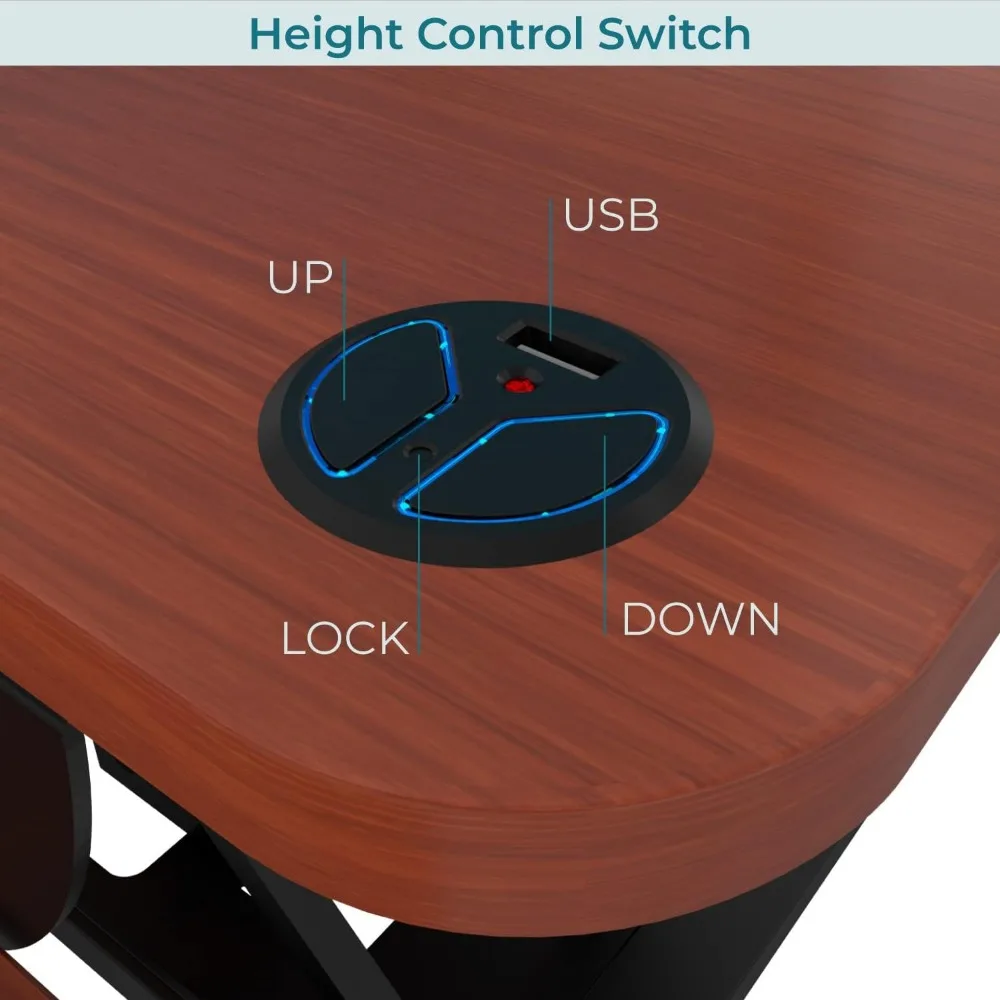 48 Inch Electric Height Adjustable Ergonomic Desk Converter, PowerPro Height Standing Desk Riser, Keyboard Tray