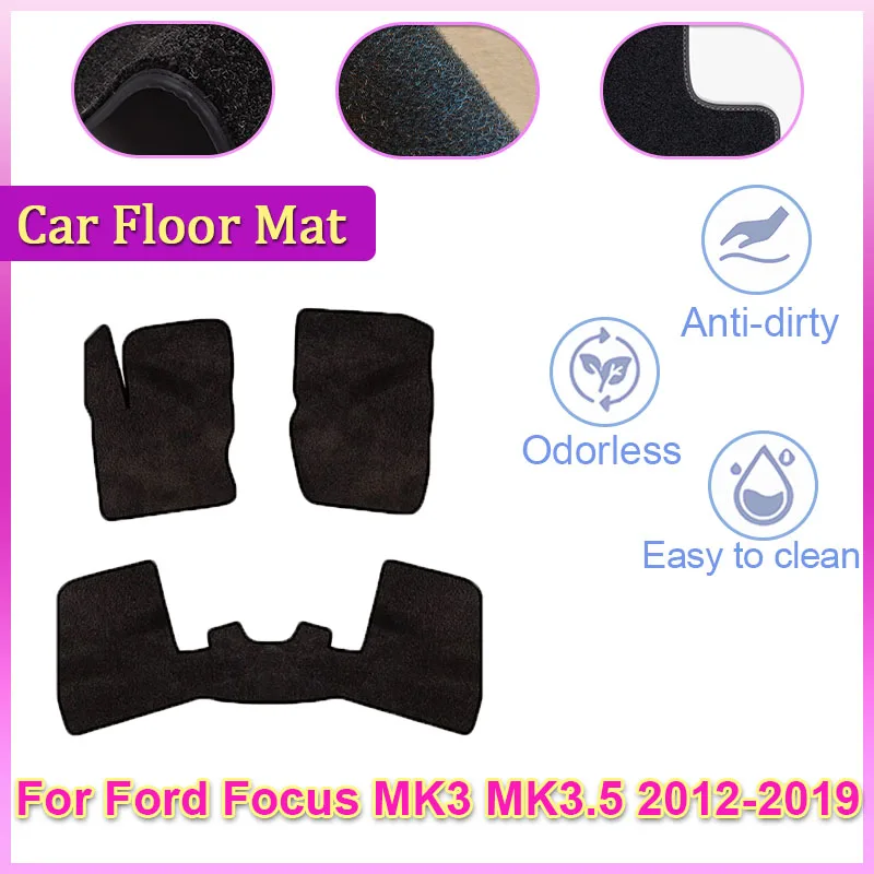 

For Ford Focus MK3 MK3.5 III 2012~2019 2015 2016 2017 Car Floor Mats Rugs Panel Footpads Carpet Cover Pad Foot Pads Accessories
