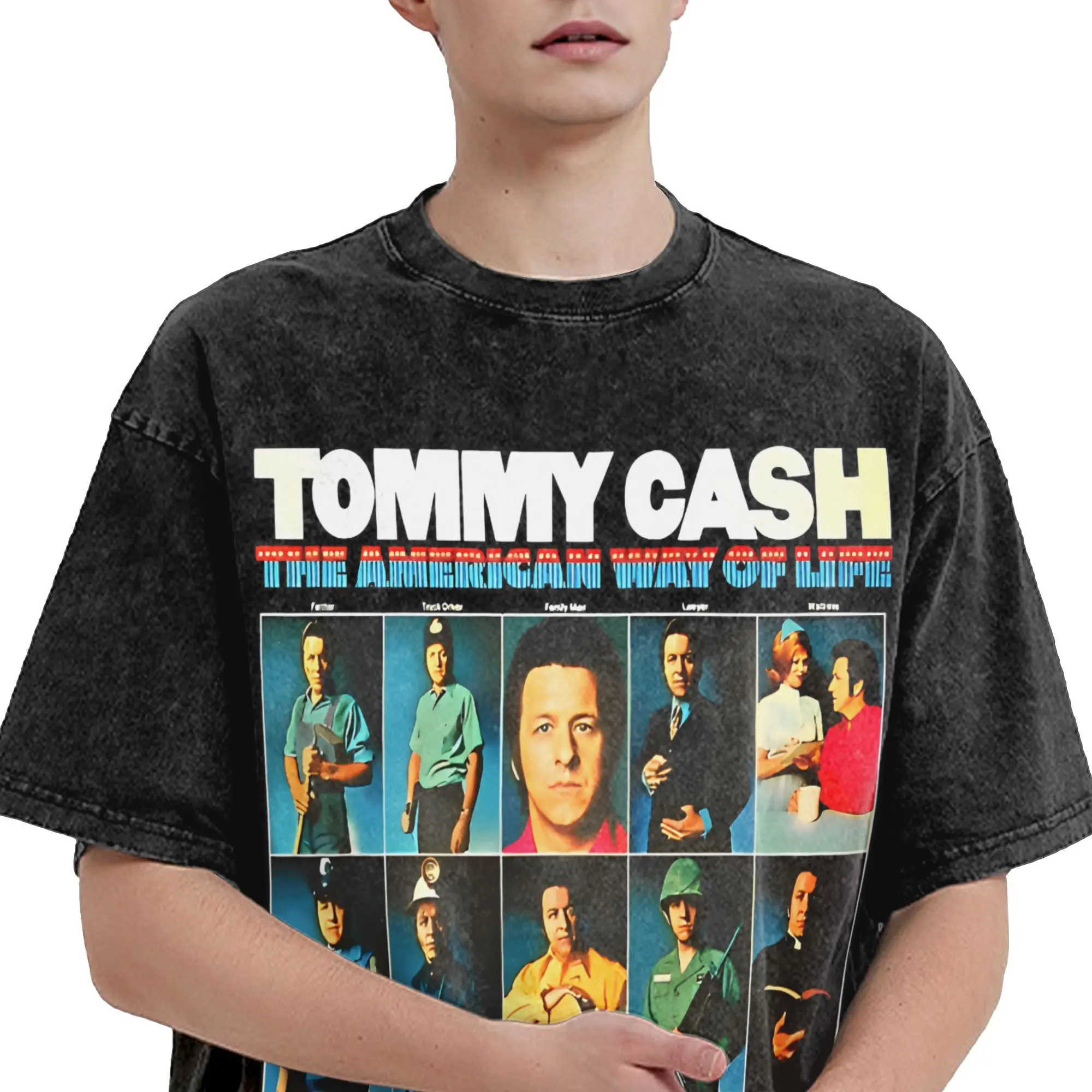 تومي كاش تي شيرت للرجال أزياء قطنية للرجال تي شيرت برقبة دائرية تي شيرت بأكمام قصيرة فكرة هدية للملابس