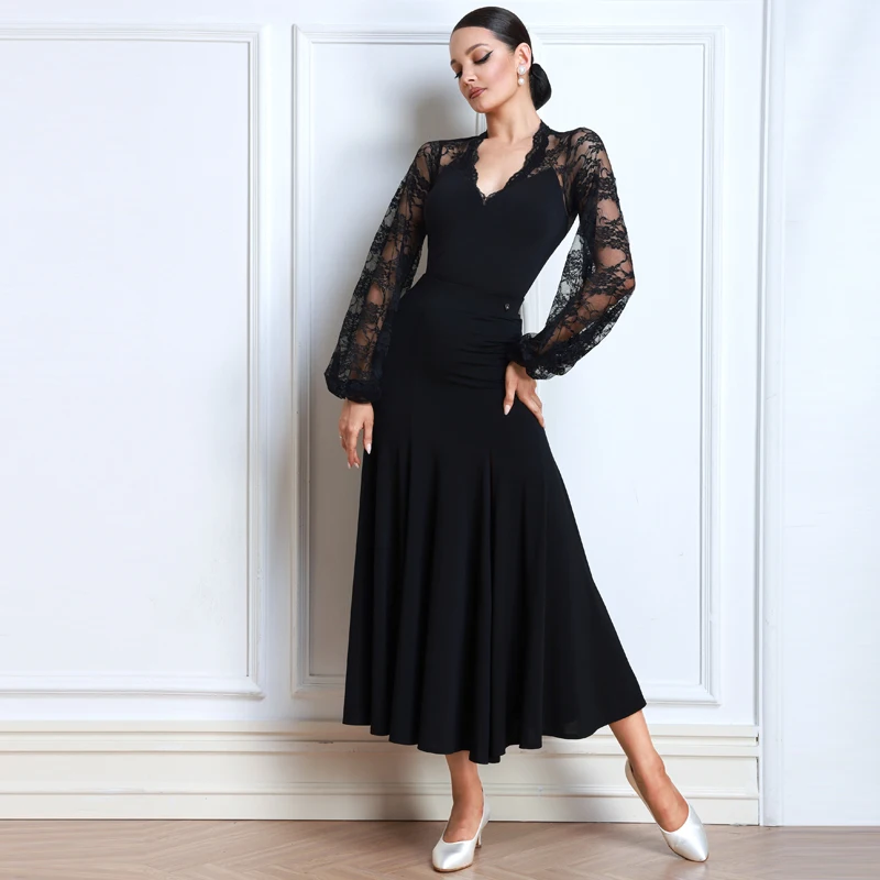 2026 Adults Samba Latin Dance Performance Costume Women Lace Sleeves Ballroom Dance Dresses Modern Dancing Clothes SL14879
