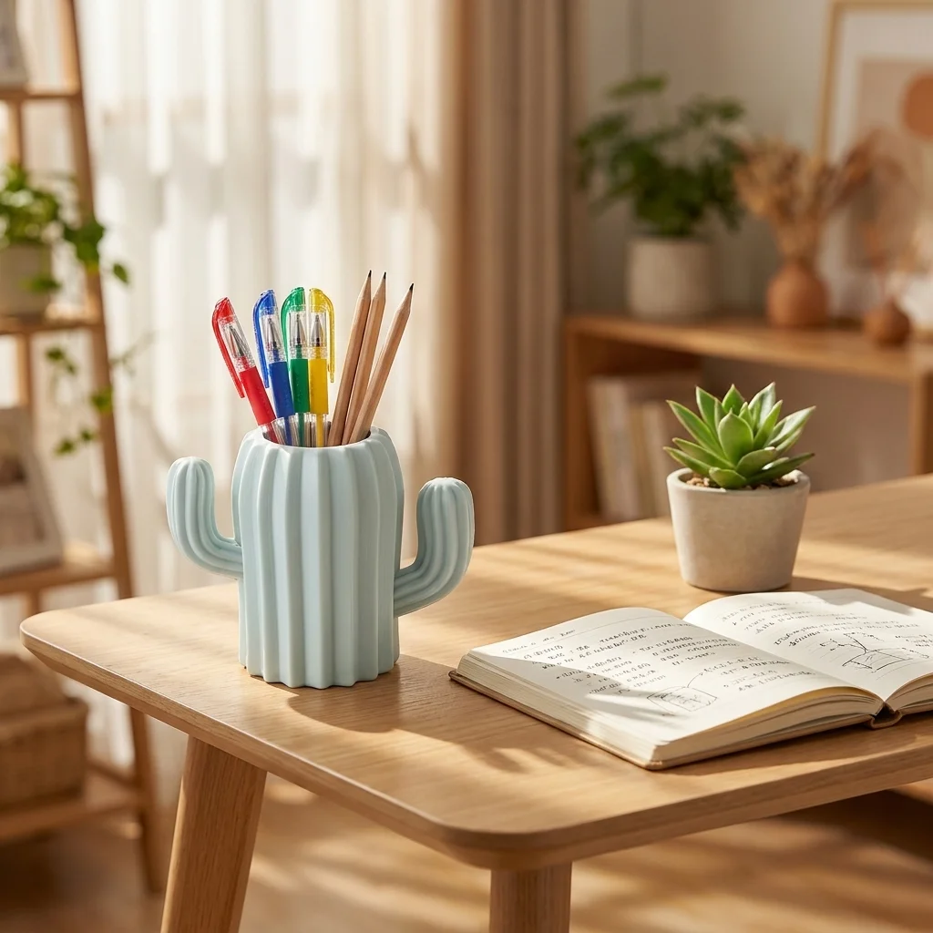 Creative Cactus Pen Holder Vase Multifunctional Cute Desktop Ornament Home Living Room Decor