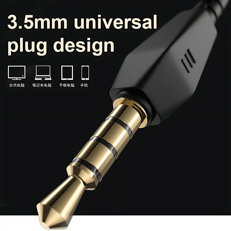 Auriculares con cable de graves pesados HIFI, auriculares intrauditivos AUX de 3,5mm para juegos, auriculares de música dinámicos, auriculares estéreo con cancelación de ruido y micrófono