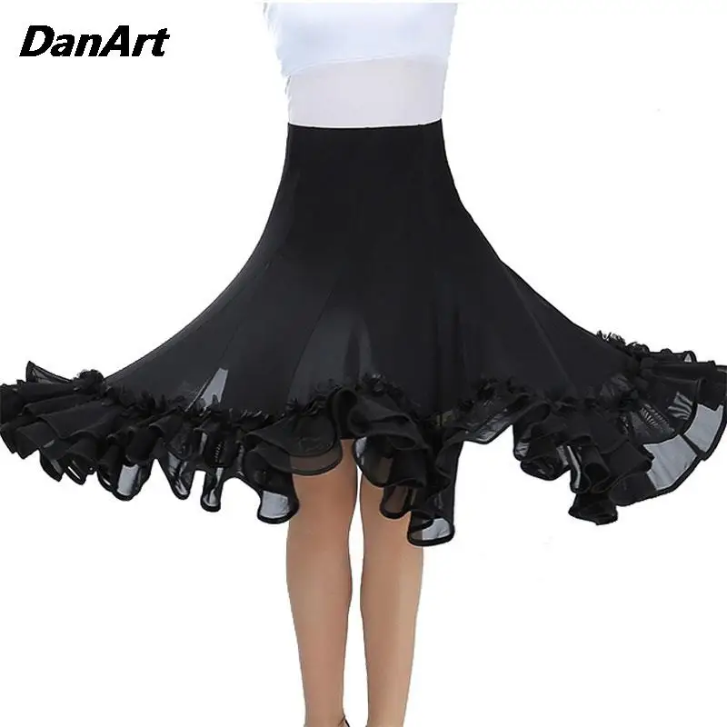 

Modern Dance Half Skirt Elegant Latin Dance Salsa Rumba Half Skirt Square Dance Performance swing Dress Slim Practice Skirt