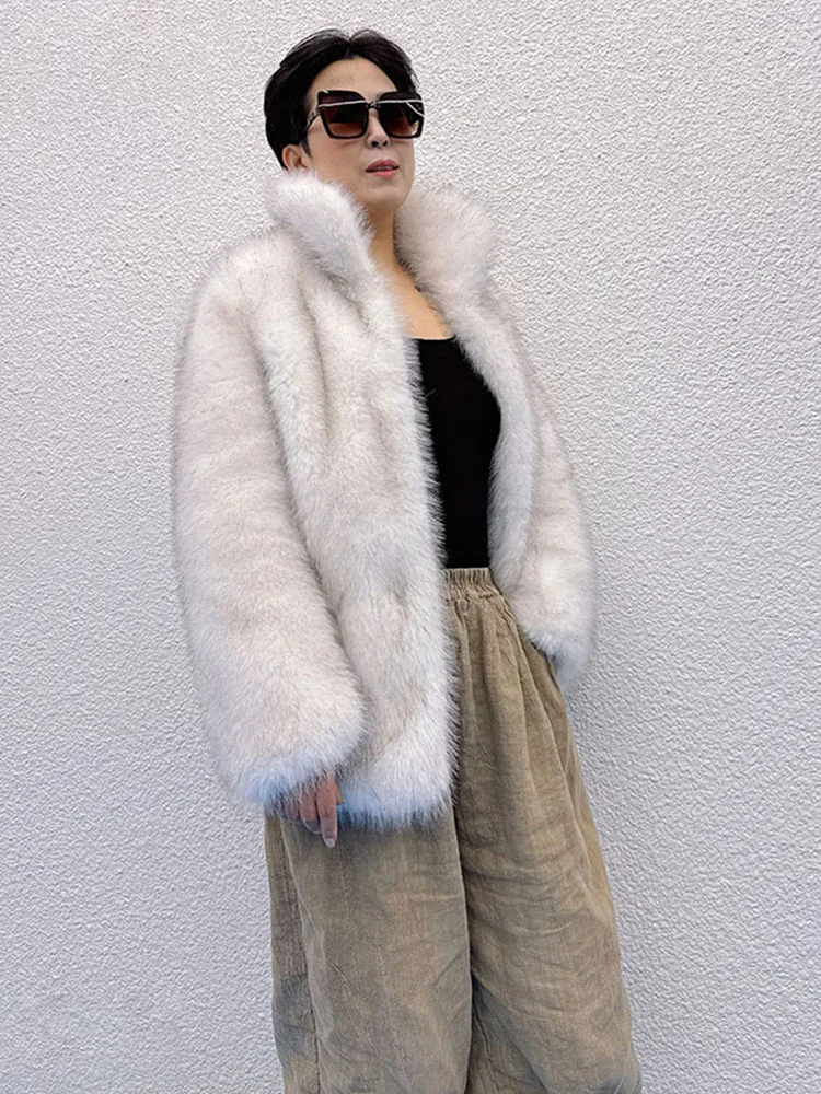 ZADORIN, abrigos de piel de invierno para mujer, abrigo de piel sintética de zorro blanco grueso y cálido, ropa de mujer, chaqueta de piel sintética de largo medio, prendas de vestir exteriores de felpa