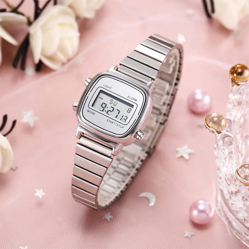 Retro Square Electronic Watches Digital Display Women Men Watch Rose Gold Silver Luxury Ladies Wristwatches Relojes Para Mujer