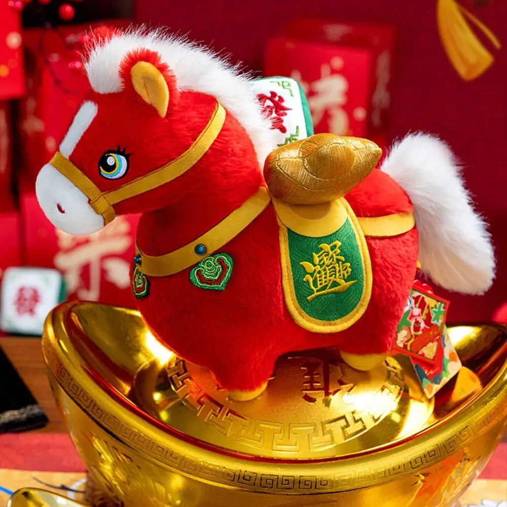 

Chinese Style Horse Mascot Stuffed Animal Soft Fluffy Plush Horse Plush Doll Collection Comfortable Chinese Stuffed Horse Doll