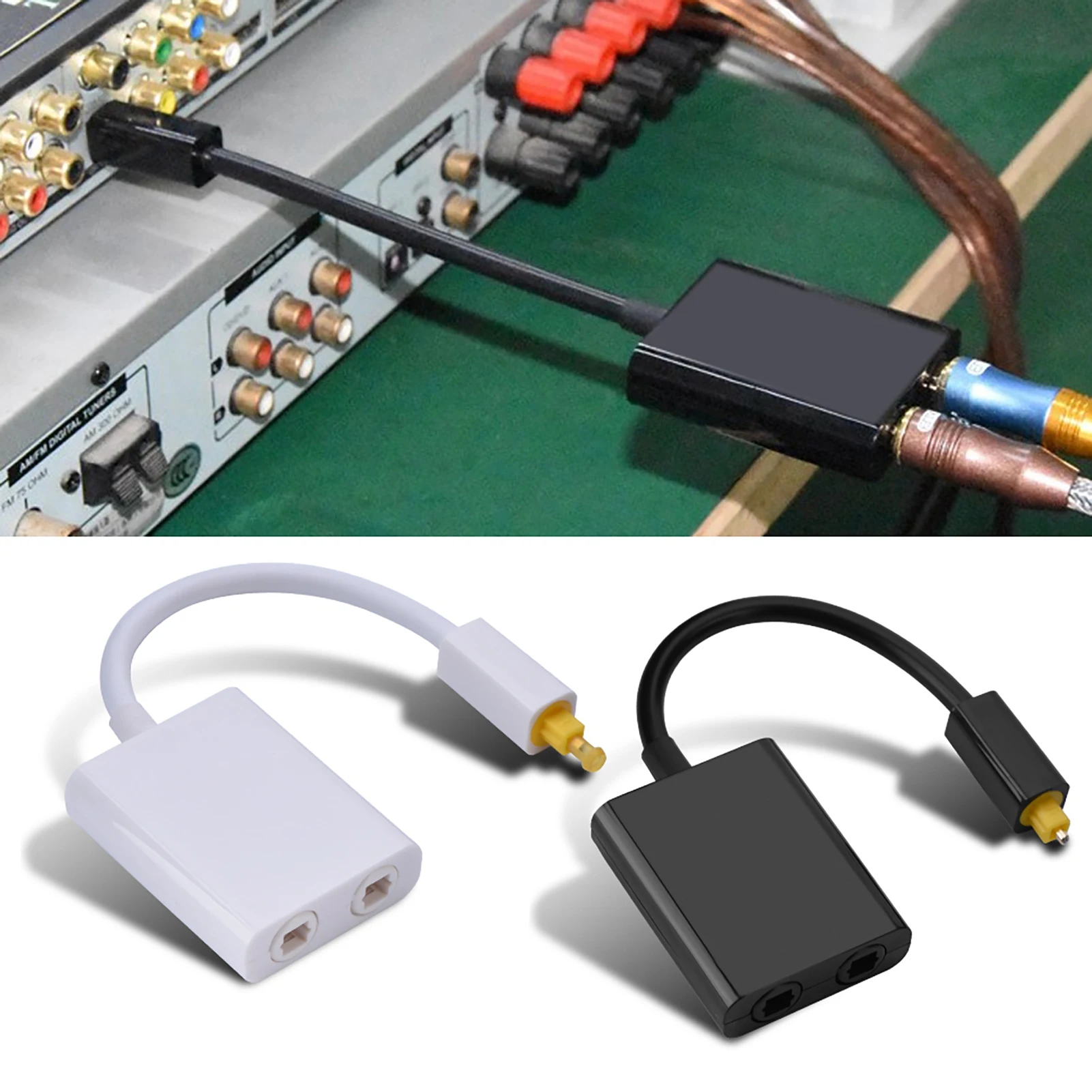 Digital Optical Audio Cable Dual-Port Toslink Digital Optical Audio Splitter Adapter Audio Cable 1-in 2-out SPDIF Coaxial Cable