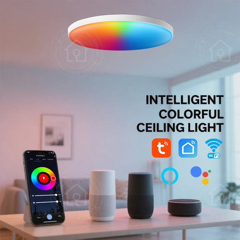 

Tuya Smart Life WiFi Ceiling Light 24W 220V RGB Circular Ambient Lamp APP Control Work With Alexa Google Home For Bedroom Home
