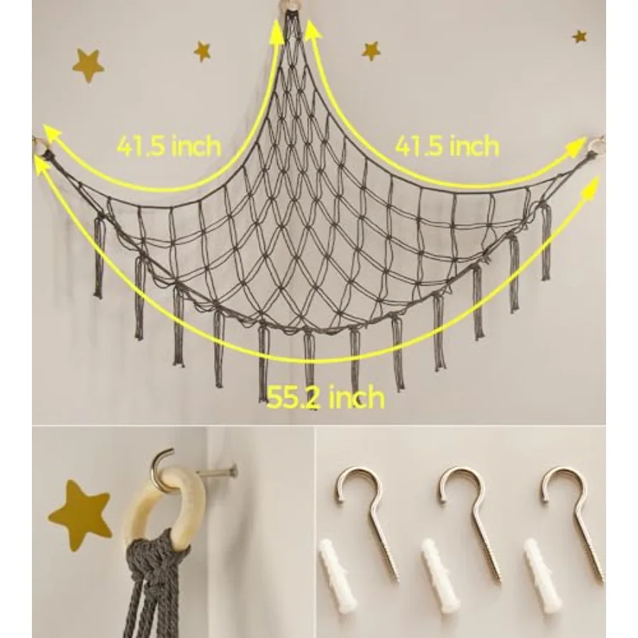 Stuffed Animals Hammock Net Corner-Hanging Stuff Animal Toy Storage Organizer for Plush Plushie Room Bedroom Nursery Decor Toy - view 4