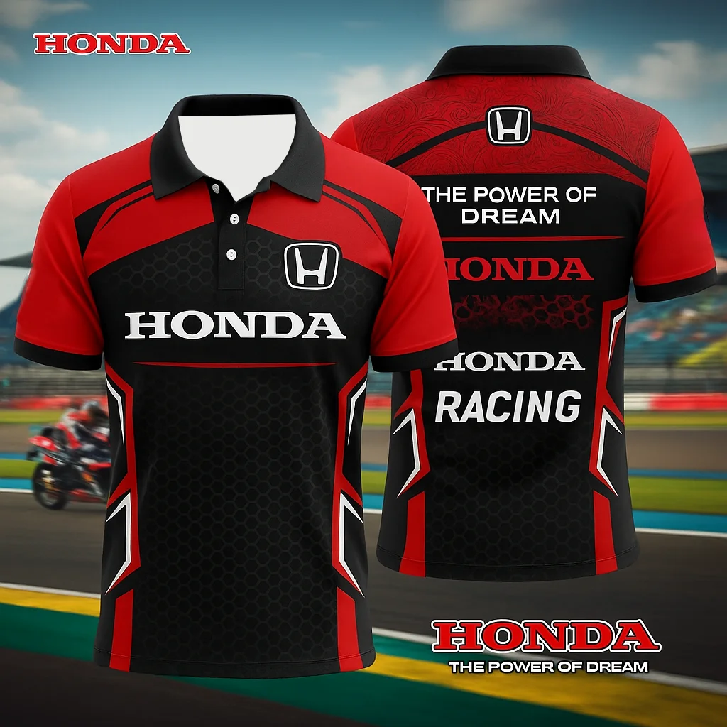 

Fashion Men’s Polo Shirt with Honda Racing Theme Designed for Outdoor Street Casual and Comfortable Wearing