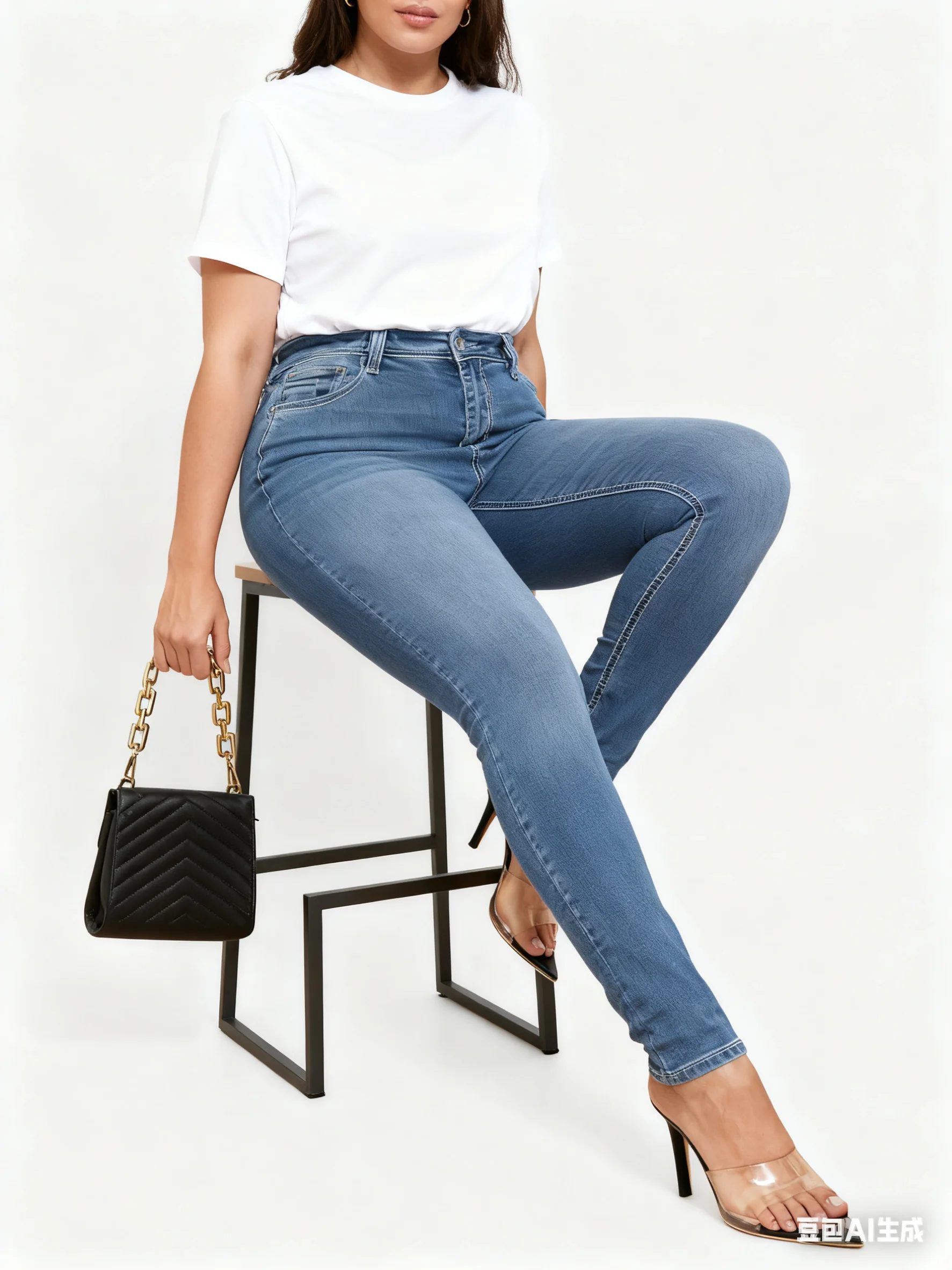 Modne damskie elastyczne jeansy skinny z wysokim stanem, spodnie dżinsowe, niezbędne na co dzień.