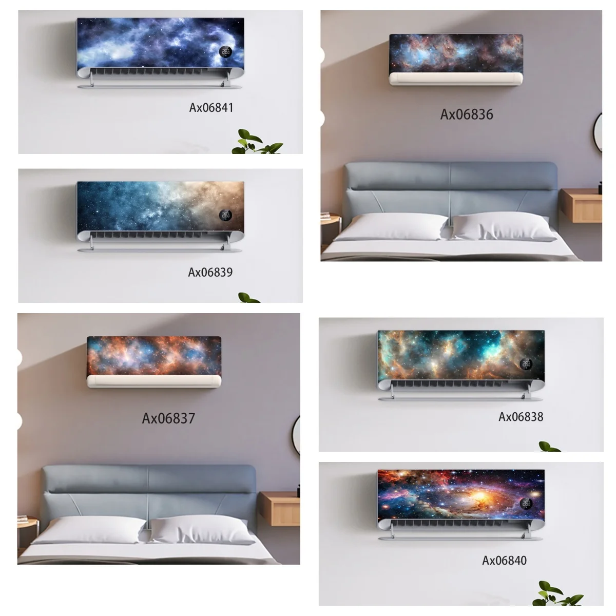 Cosmic Galaxy Nebula Air‑Conditioner Decor Sticker, Self‑Adhesive Vinyl AC Cover Decal Space Starry Sky Design Home Room Decor