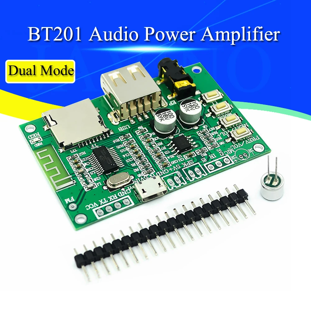 BT201 Dual Mode 5.0 Bluetooth Lossless Audio Power Amplifier Board Module Tf Card U Disk Ble Spp Serial Port Transparent Trans