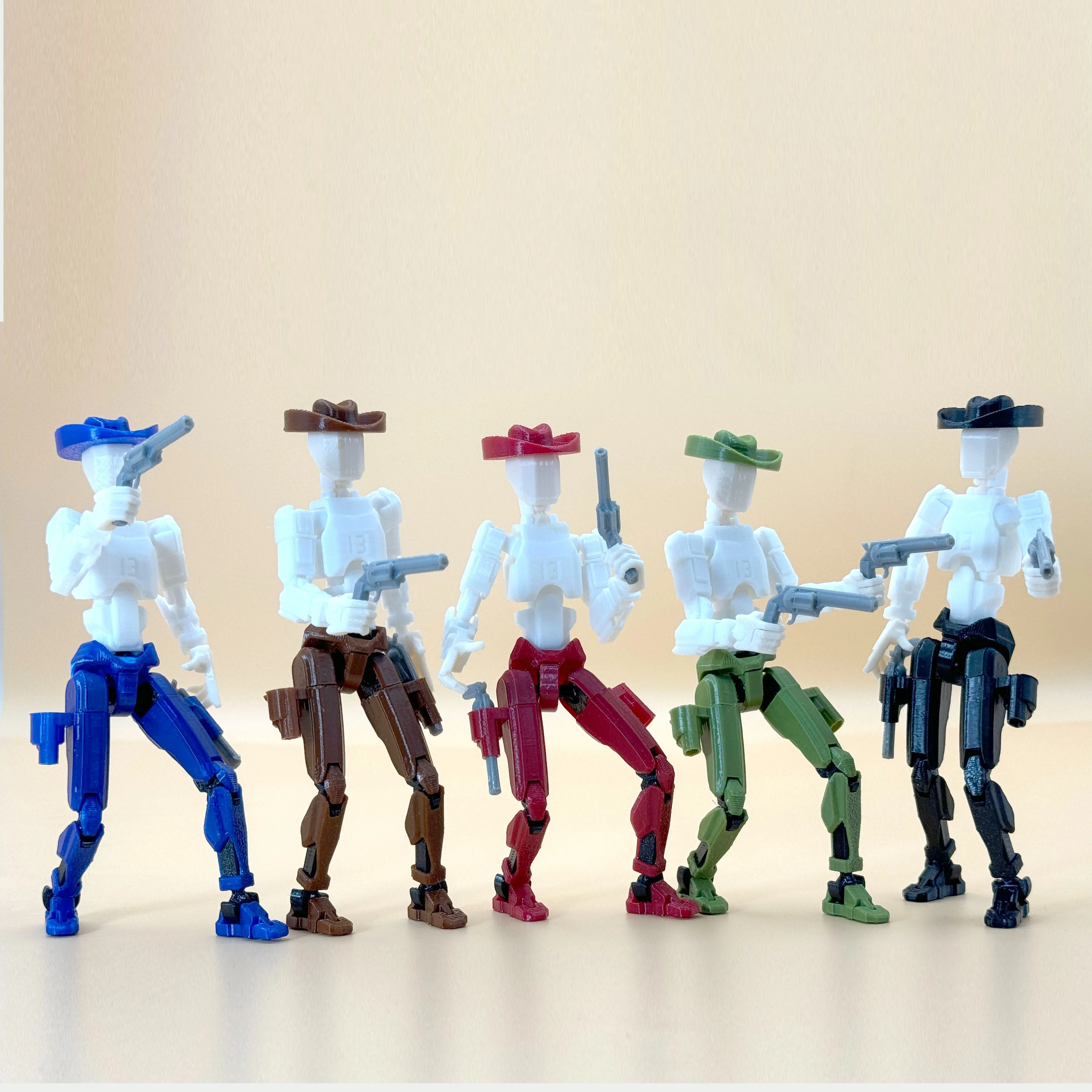 Figurki kowbojów, manekiny, zabawki, roboty transformujące się, wielozłączone, ruchome, drukowane w 3D, prezenty