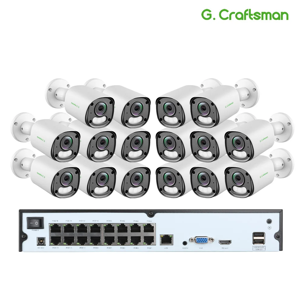 G. طقم نظام Craftsman-POE ، كشف الوجه ، Onvif CCTV ، أمن المراقبة بالفيديو ، 16ch ، 6MP