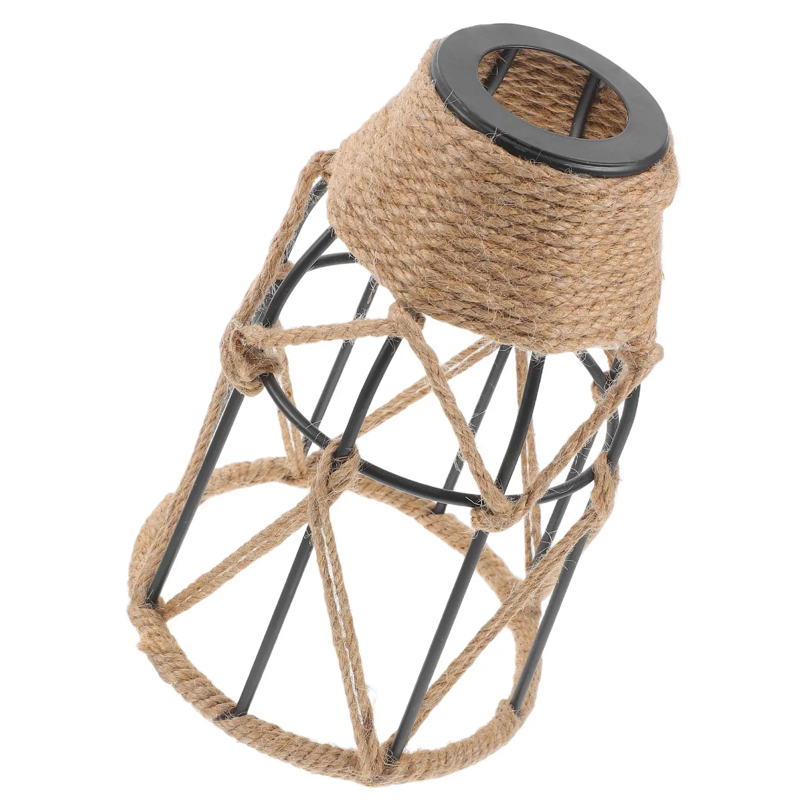 

Плетеный абажур из веревки ручной работы с железным каркасом, винтажный ретро-светильник для дома, ресторана, гостевого дома