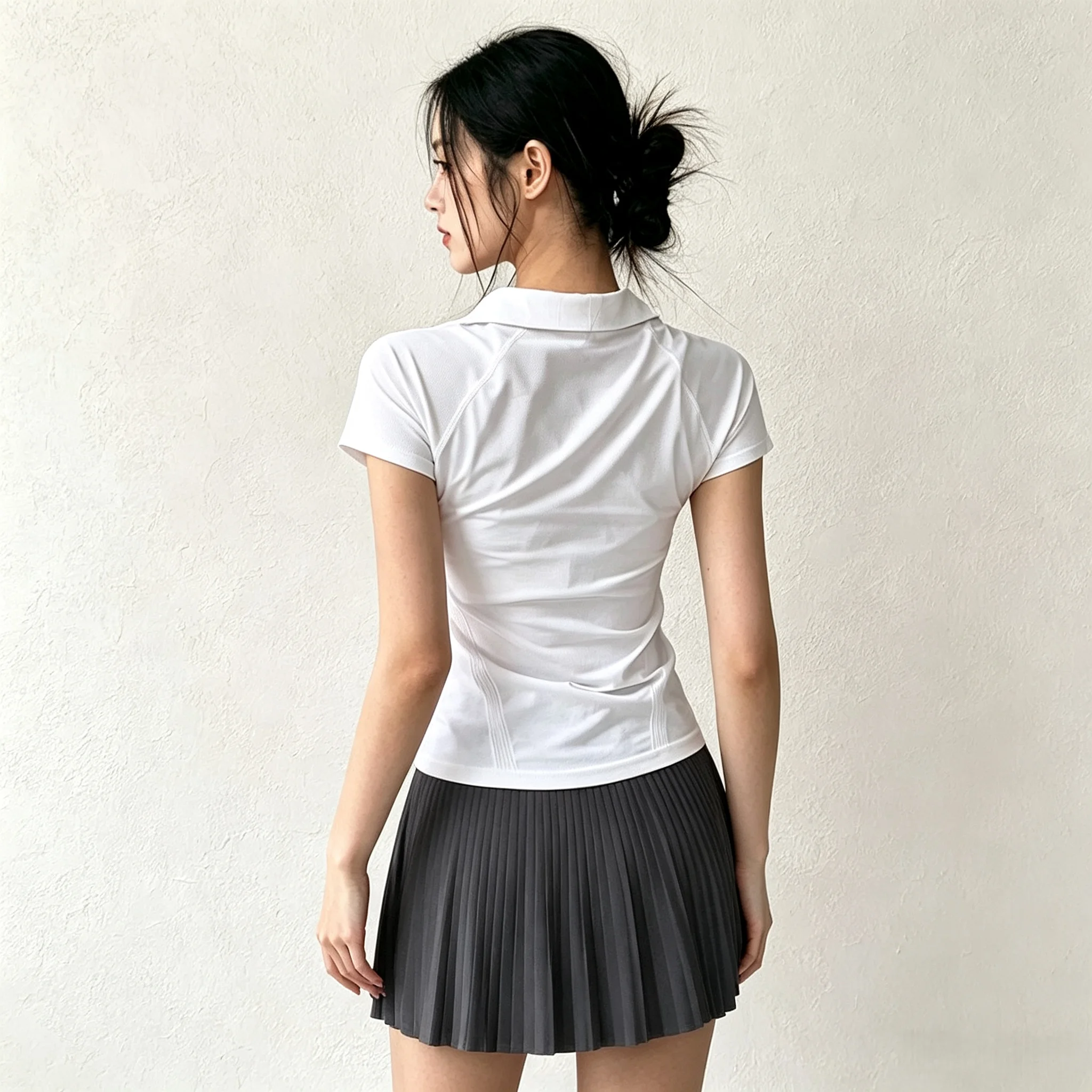 Damen Sommer Poloshirt mit Umlegekragen, schnelltrocknend, atmungsaktiv, Tennis-T-Shirt, für Outdoor-Sport, Pilates, Laufen. – Detail 4