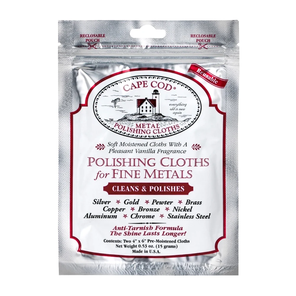 Original American Cape Cod Polishing Cloths for Fine Metals Twin Pack for Jewelry and Watches, Watch Maintance Scratch Removing