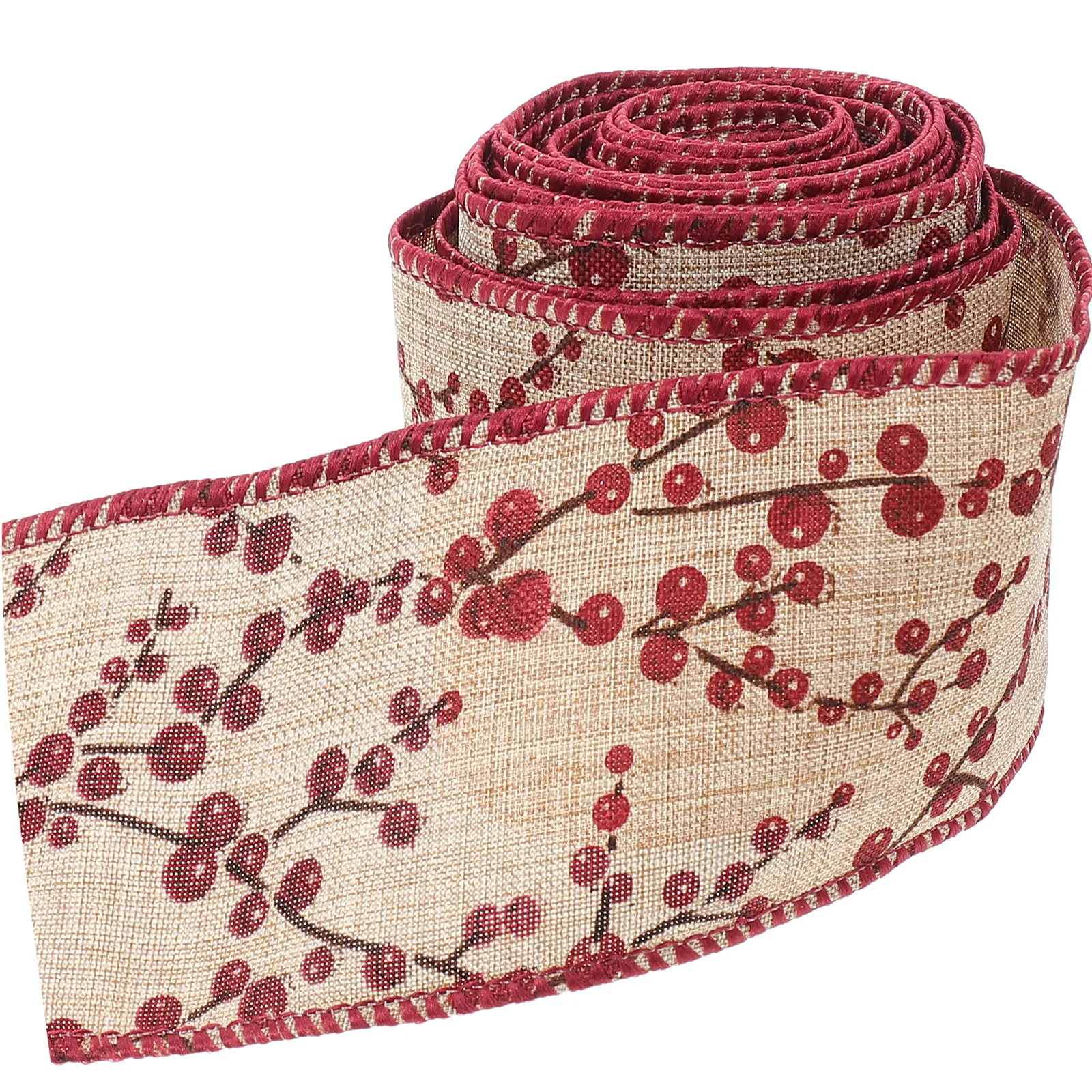 

200Cm Christmas Ribbon Linen Fabric Xmas Diy Craft Decor Smooth Non-Wrinkle Gift Wrapping Ribbon For Holiday Party Decorations