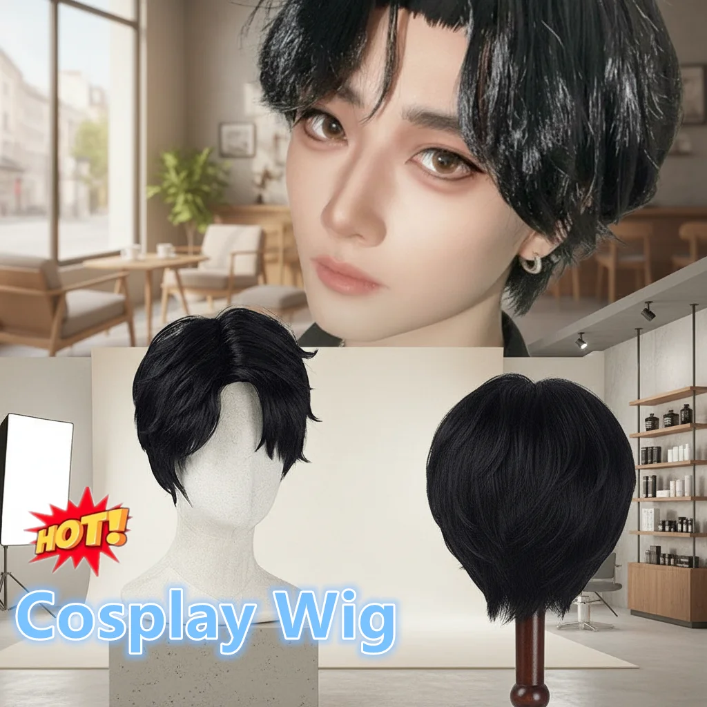 

Косплей, новый парик для косплея для мальчиков и девочек, синтетический короткий парик для мужчин и женщин, карнавальный реквизит на Хэллоуин ﻿ Костюмный парик