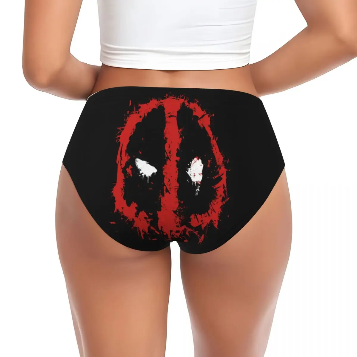 Custom Womens Deadpool Splatter Brief Panties Female Soft Underwear Underpants