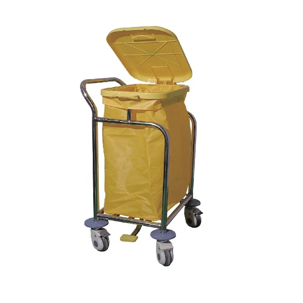 Medical Hospital Stainless Steel Multifunctional Dirty Cloths Delivery Trolley With Single Linen