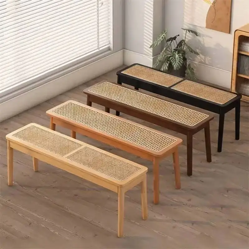 Living Solid Wood Rattan Shoe Stools Bench Home Door Entrance Shoe Room Changing Furniture Narrow Sofa Stool Fitting Room Bench