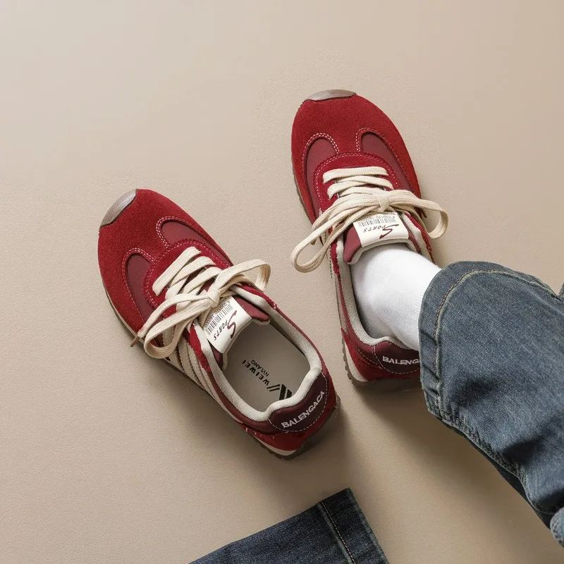 

Women Casual Sneakers Retro Comfort Round Toe Hard-wearing Non Slip Sport Shoes Fashion Lightweight Versatile Vulcanize Shoes