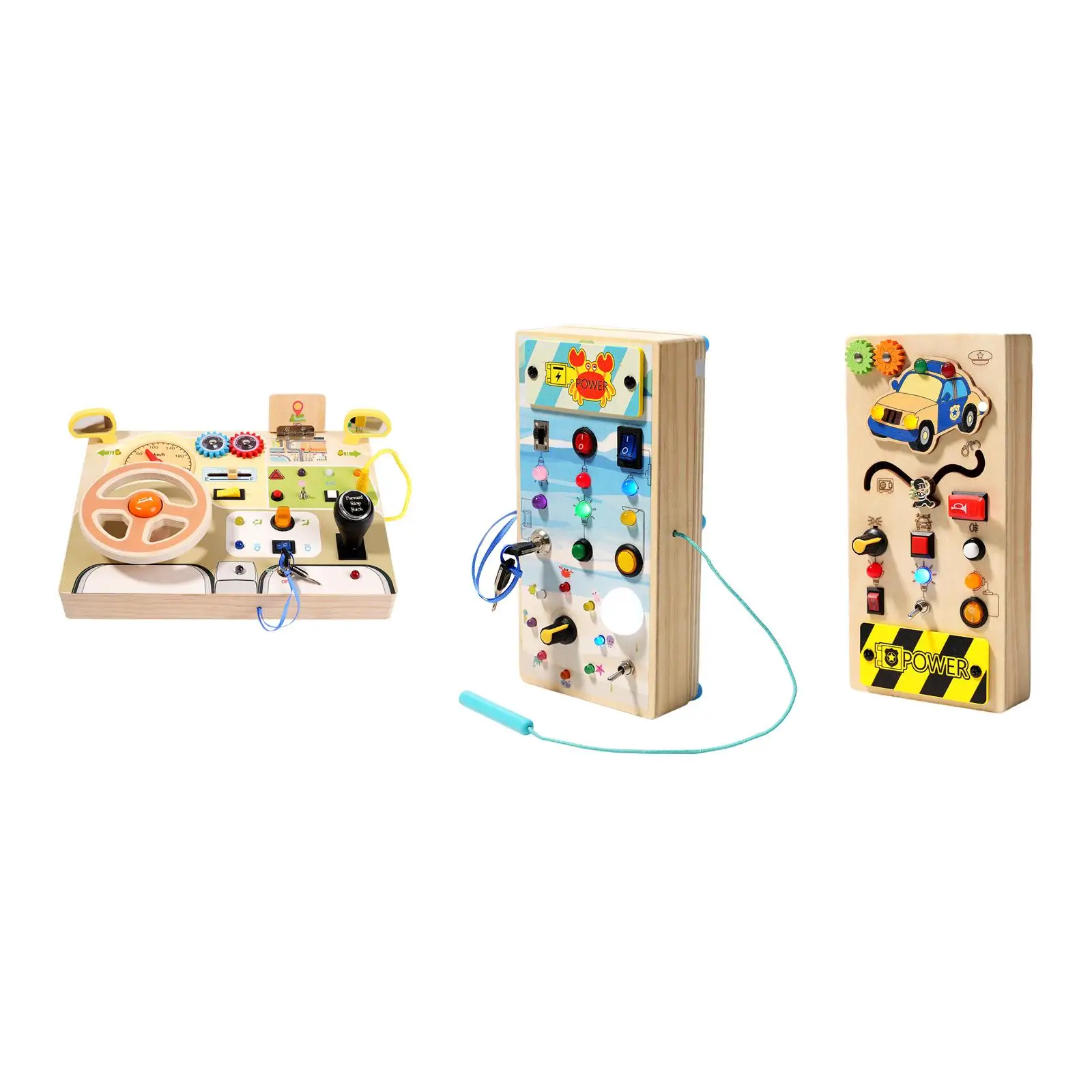 Montessori Busy Board with LED Wooden Sensory Board for Travel Preschool