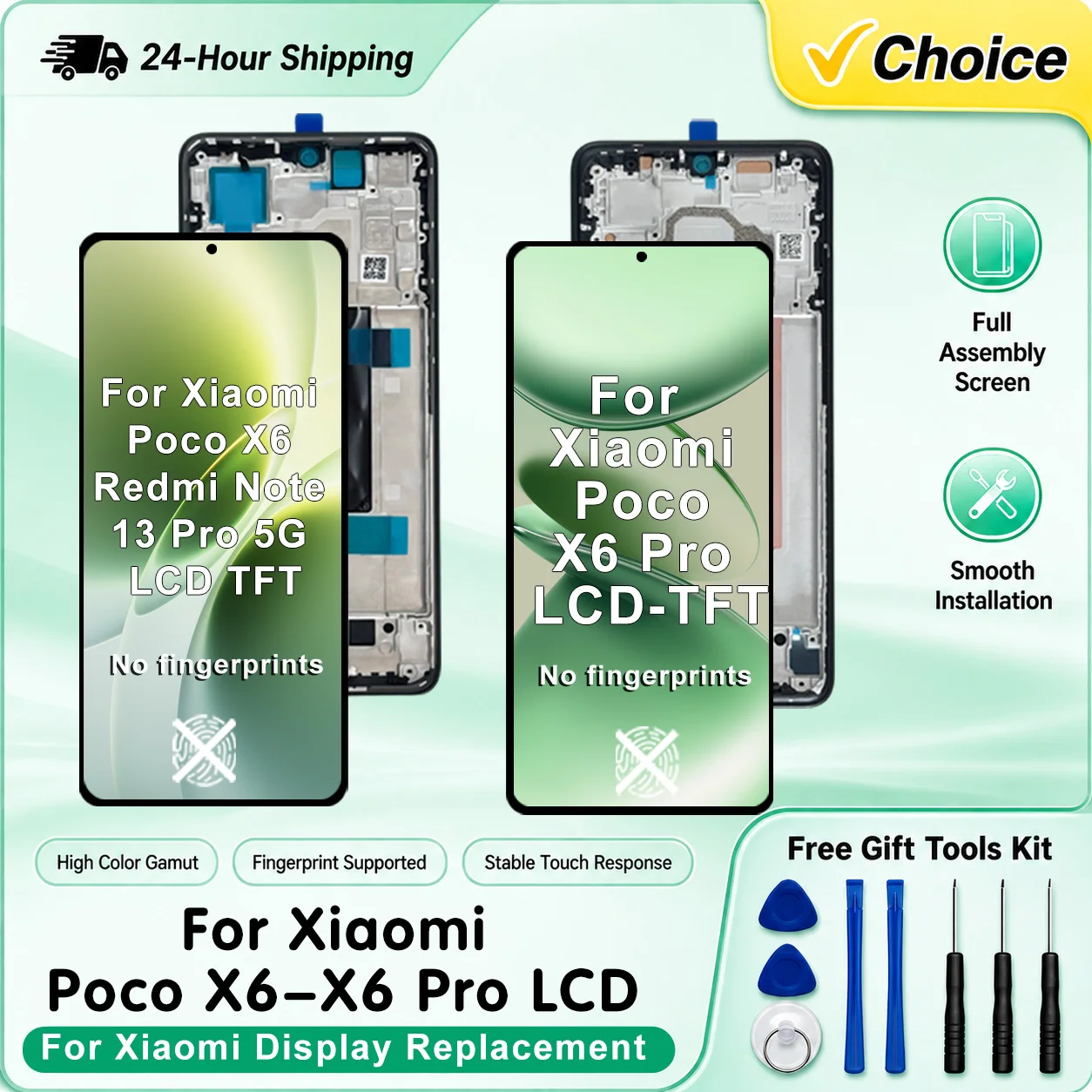 AAA+ TFT For Xiaomi Poco X6 LCD Redmi Note 13 Pro 5G Display Touch Screen Digitizer Assembly Replacement For Poco X6 Pro LCD