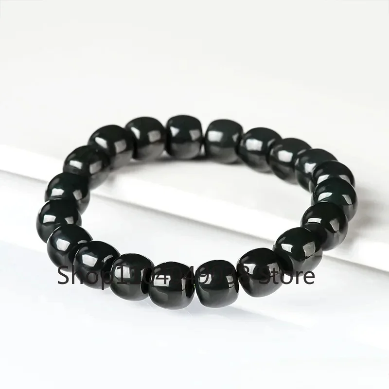 Authentic Natural Hotan Jade Black Jade Hand String Beads Bracelet Fashion Simple Men and Women's Jewelry Wholesale Bracelet