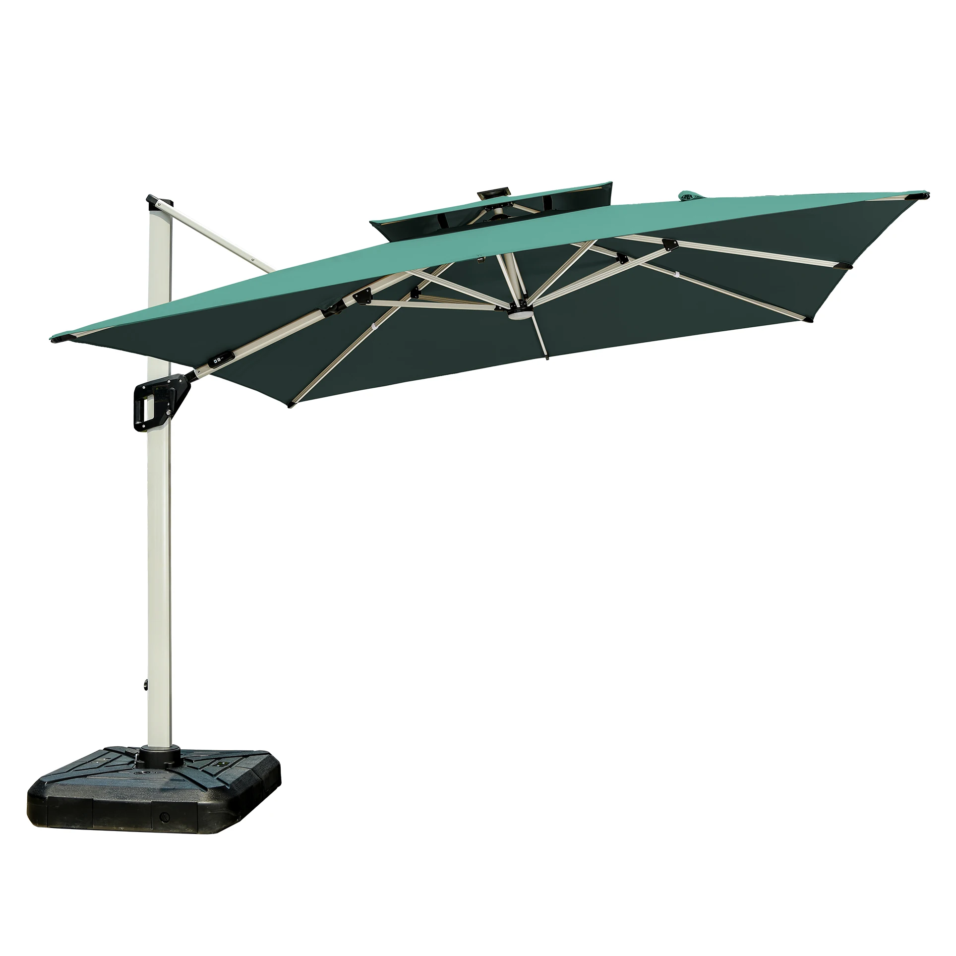 

Foldable LED Light Logo Printed Patio Umbrella with Base for Outdoor Courtyard Gym Hotel or Beach Use for Gardens Big Spaces