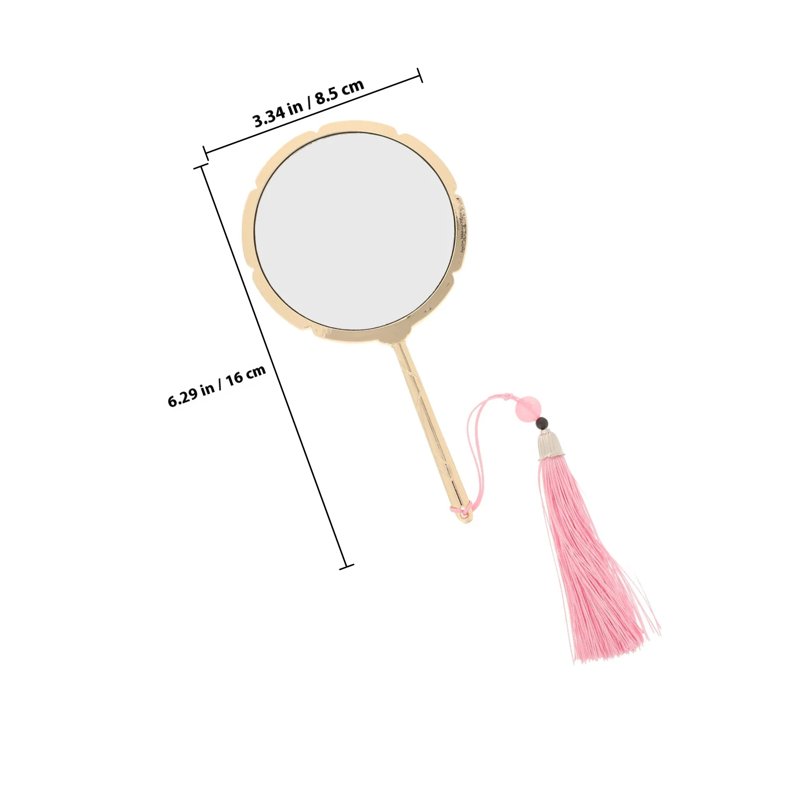 مرآة يد كلاسيكية صغيرة مع شرابات منقوشة، مرآة مكياج محمولة للسفر لراحة جيب المحفظة #5
