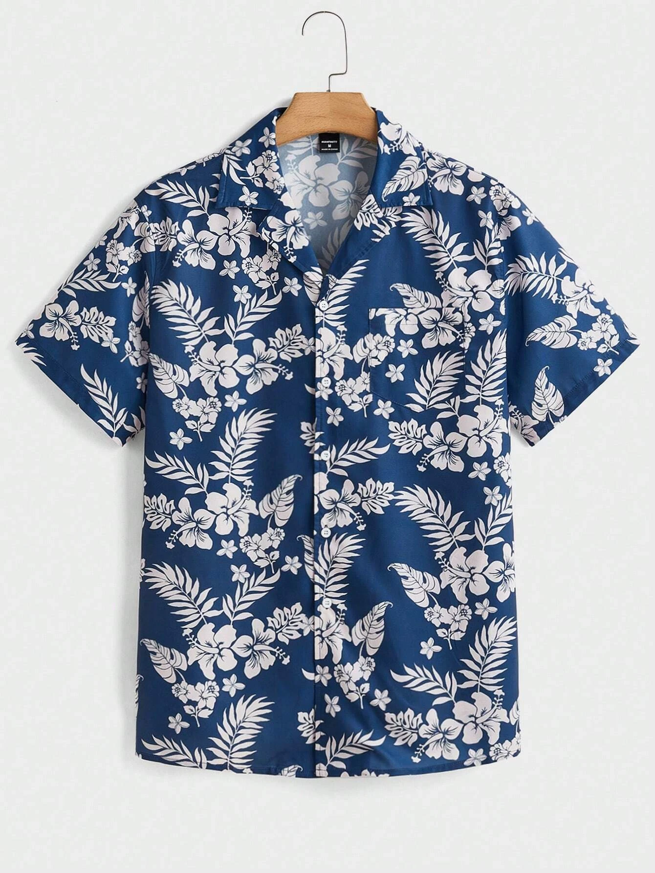 

Fresh Hawaiian Coconut Tree Pattern Men's Short-sleeved Lapel Shirt Beach Seaside Vacation Casual Men's Short-sleeved Top