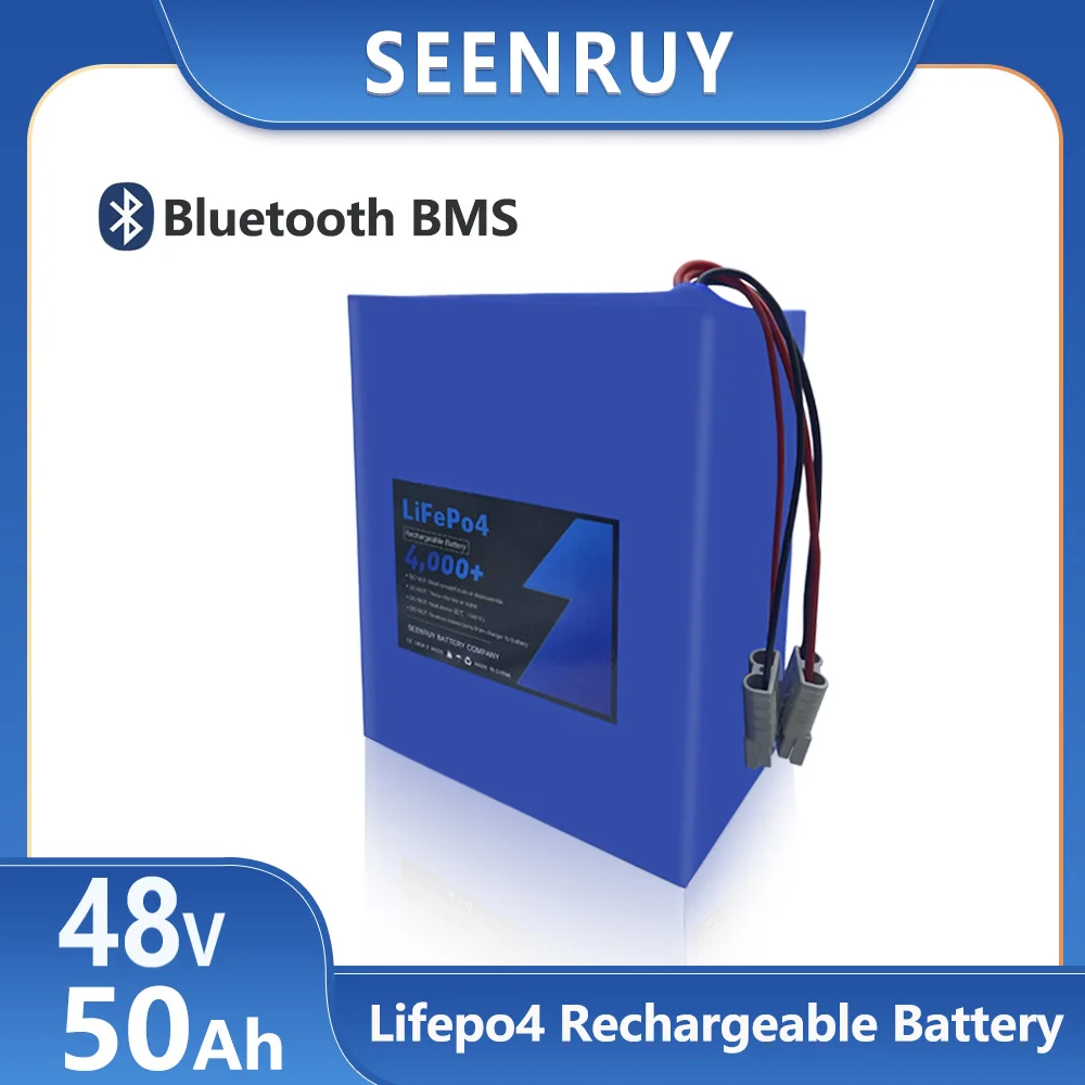 

Литий-железо-фосфатный Аккумулятор Lifepo4 48 В, 50 Ач, встроенный Bluetooth BMS для электрического велосипеда, скутера, электрического трицикла с зарядным устройством