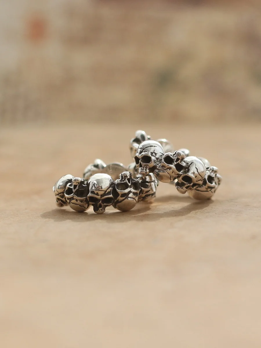 

Серьги-кольца с черепами из стерлингового серебра S925, унисекс, в американском панк-стиле, готическая модная бижутерия для мужчин и женщин