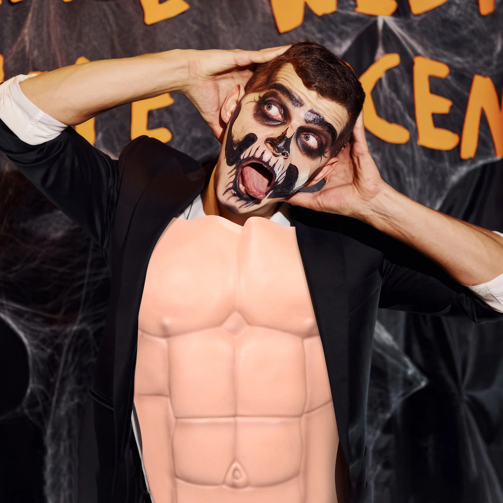 Eva Muscle bodysuit voor mannen Realistische mannelijke borst en ABS Prothetisch Lichtgewicht ademend ontwerp voor Halloween Cosplay-evenementen