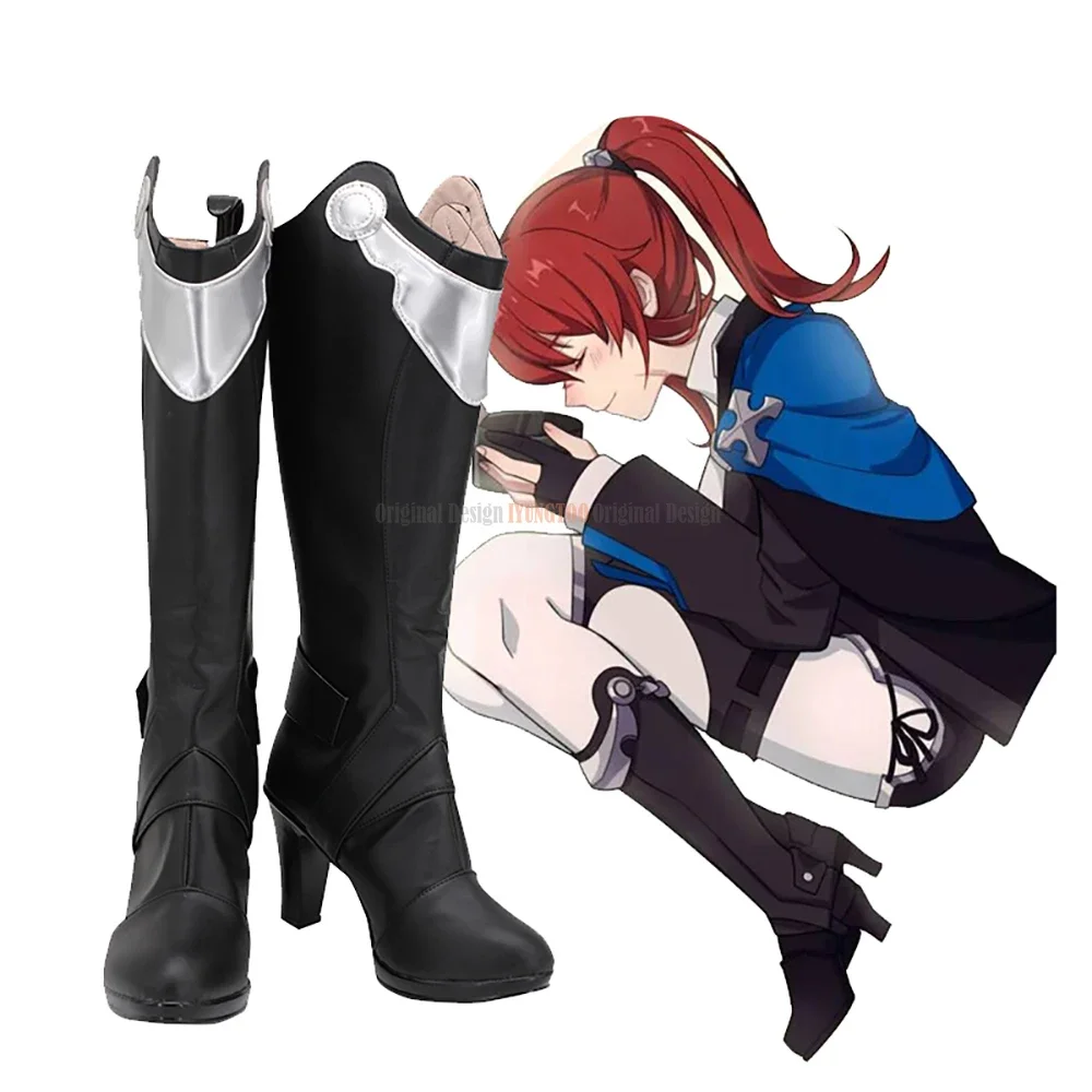 Himeko Kriegsmesser Shoes Cosplay Honkai Impact 3 Murata Himeko Cosplay Boots Black High Heel Shoes Custom Made