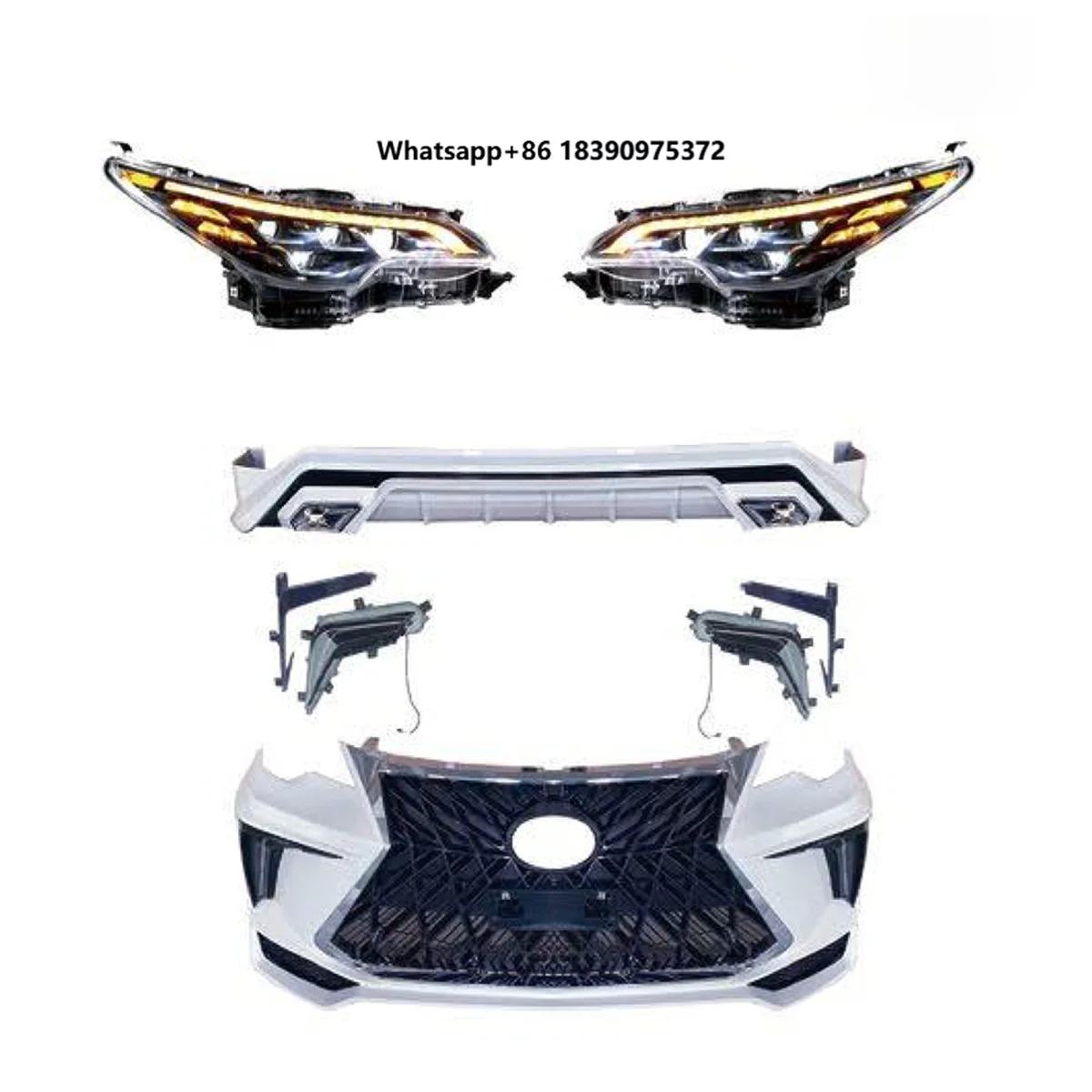 Car Accessories Full Wide Body Kit Facelift for Fortuner 2016-2020 to Lexus LX Style Bumper Grille Headlamp Bodykit