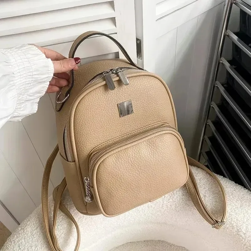 

Hot Selling PU Zipper Fashionable Backpack Leisure 2025 New Youth Women's Crossbody Bag Large Capacity Basic Trendy School Bag