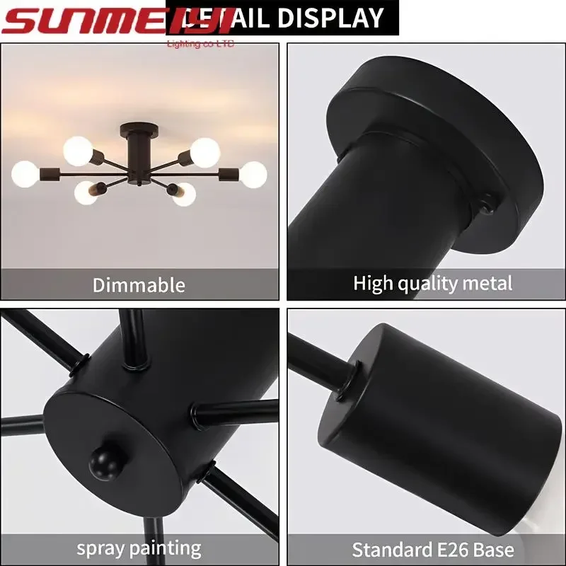 الشمال الحد الأدنى الحديثة جو غرفة المعيشة غرفة الطعام الثريا غرفة نوم غرفة الضيوف فرع الحديد LED تجهيزات ضوء السقف